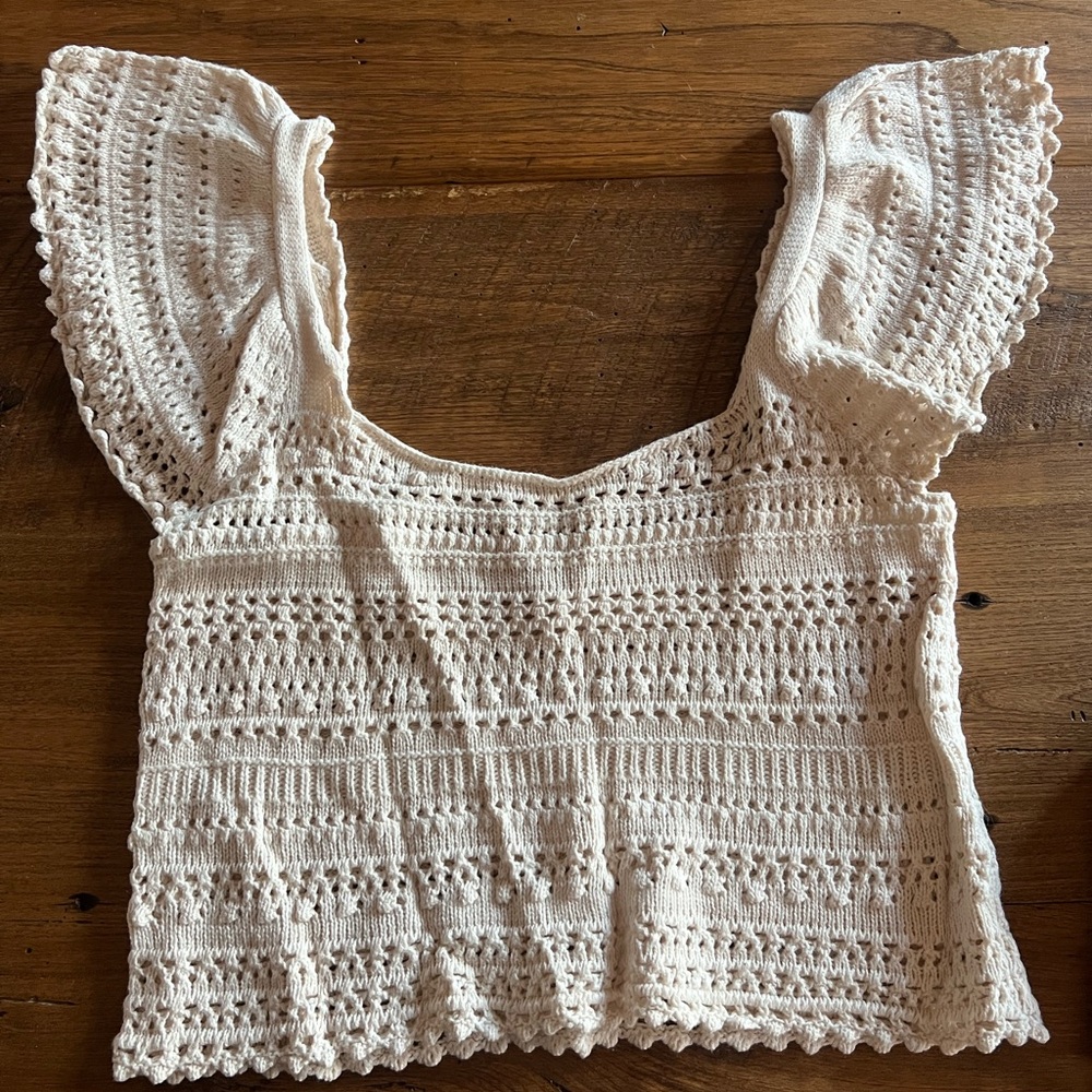 Cream Crochet Women's Top